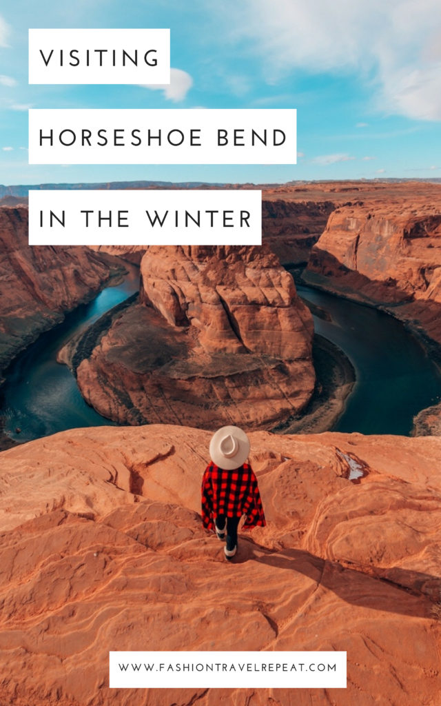 A detailed guide to visiting Horseshoe Bend in Page, Arizona in the winter or any other time of year #horseshoebend #horseshoebendaz #horseshoebendarizona #pagearizona #pageaz #horseshoebendphotography