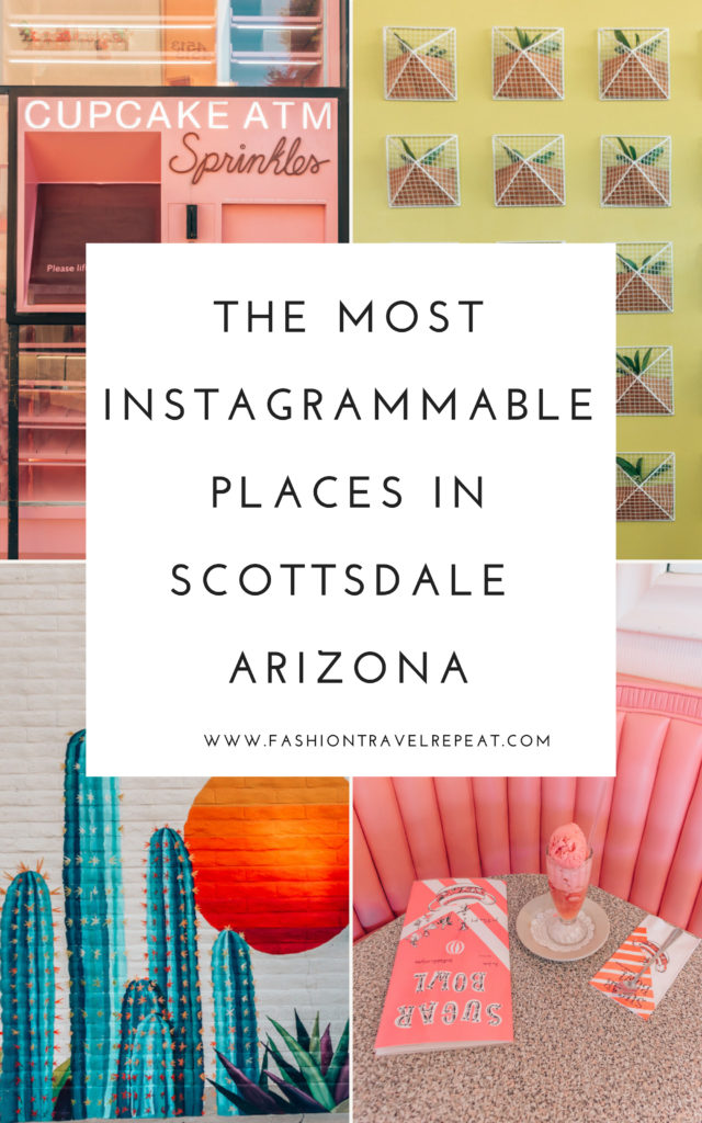 The most Instagrammable Places in Scottsdale, Arizona: where to get the perfect Instagram photos. Instagram spots in Scottsdale, Arizona. #scottsdale #scottsdaleaz #scottsdaletravel #instagrammablescottsdale  #sprinklesatm #saguartohotel #sugarbowl