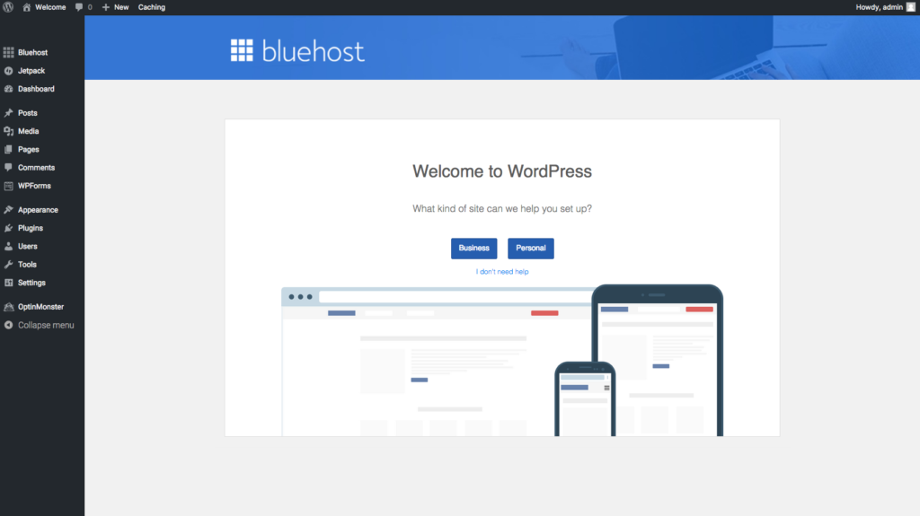 Screenshot of bluehost