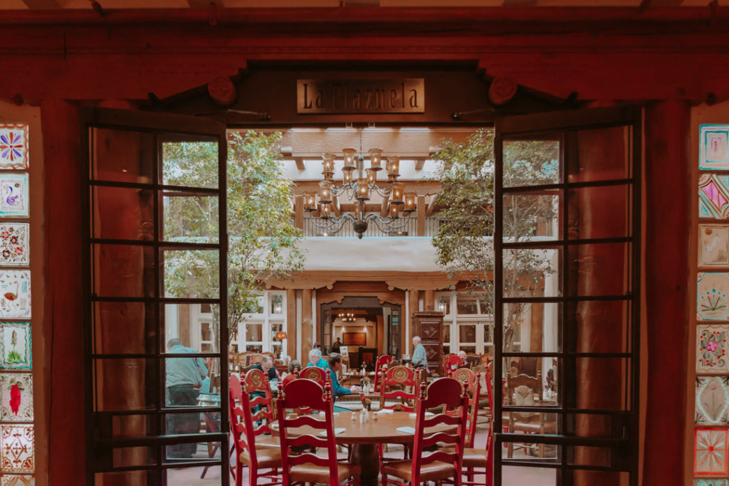 View into courtyard restaurant at La Fonda on the Plaza
