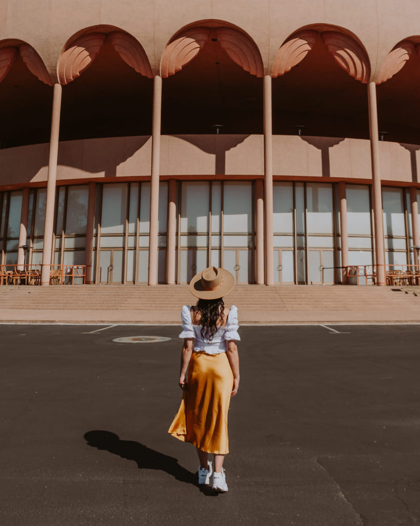 Woman standing in front of ASU Gammage